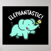 Elephantastisch Funny Elephant Pun Dark BG Poster (Vorne)