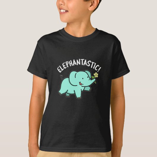 Elephantastisch Funny Elephant Pun Dark BG T-Shirt (Vorderseite)