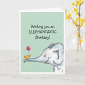 Elephantastische Wünsche zum Geburtstag Karte (Gelbe Blume)
