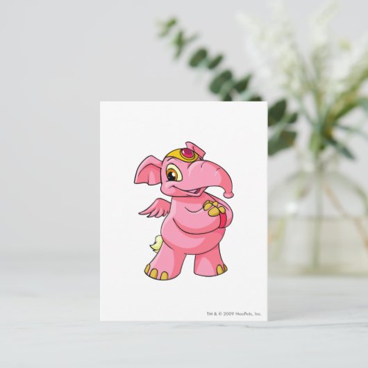 Elephante Pink Postkarte (Stehend Vorderseite)