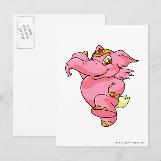 Elephante Pink Postkarte (Vorne/Hinten)