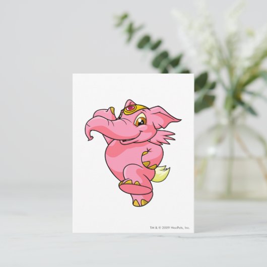 Elephante Pink Postkarte (Stehend Vorderseite)