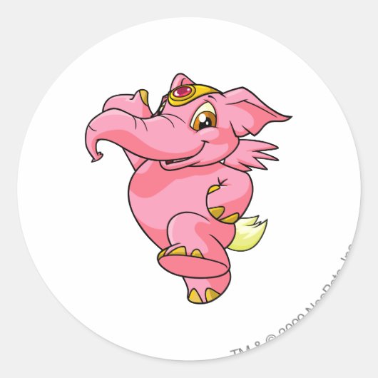 Elephante Pink Runder Aufkleber (Vorderseite)