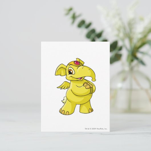 Elephante Yellow Postkarte (Stehend Vorderseite)