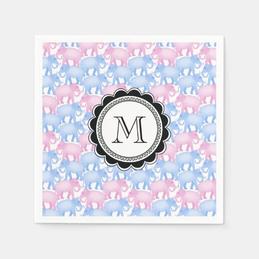 Elephanten Baby Duwer oder Gender Reveal Serviette (Vorderseite)