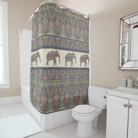 Elephanten Kashmir Pattern Tribal Boho Bohemisch Duschvorhang (Beispiel)
