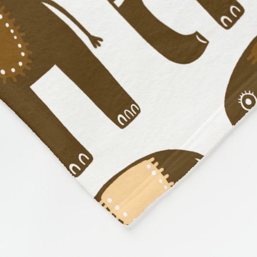 Elephanten Muster braun-Neutrale Fleecedecke (Ecke)