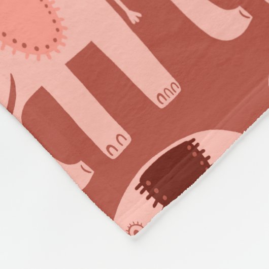 Elephanten Muster rosa Rot Fleecedecke (Ecke)