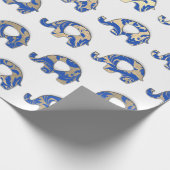 Elephanten White Oriental Cobalt Blue Gold Indigo Geschenkpapier (Ecke)