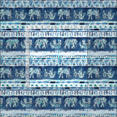 ELEPHANTING Indigo-Elefant Stammes- Stoff (Kachel)