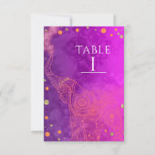 Elephantische Lila Rosa Orange & Gold Tischnummer (Vorderseite)