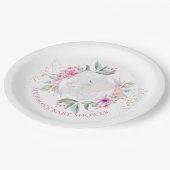 Elephantische Personalisierte Mädchendusche Pappteller (Schrägansicht)