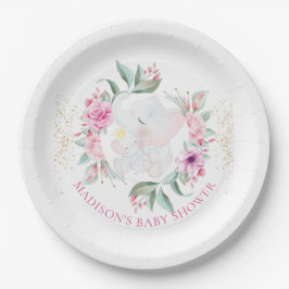 Elephantische Personalisierte Mädchendusche Pappteller