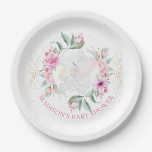 Elephantische Personalisierte Mädchendusche Pappteller