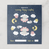 Elephantische Rosa- und Navy-Baby-Dusche Platzkarte (Außenseite Aufgefaltet)