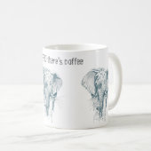 Elephantische schwarze Tinte zeichnend Funny Spric Kaffeetasse (VorderseiteRechts)