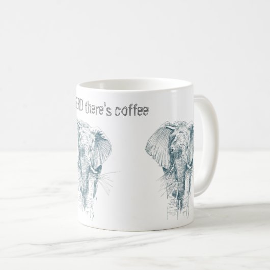 Elephantische schwarze Tinte zeichnend Funny Spric Kaffeetasse (VorderseiteRechts)