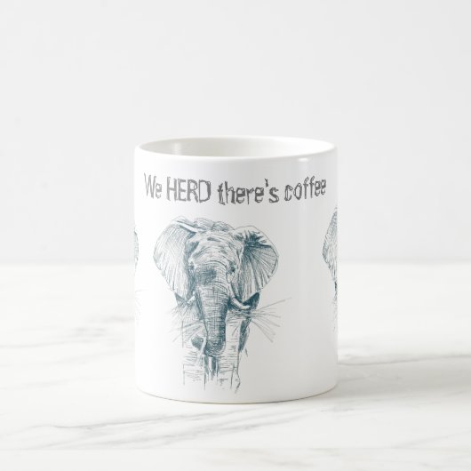 Elephantische schwarze Tinte zeichnend Funny Spric Kaffeetasse (Mittel)
