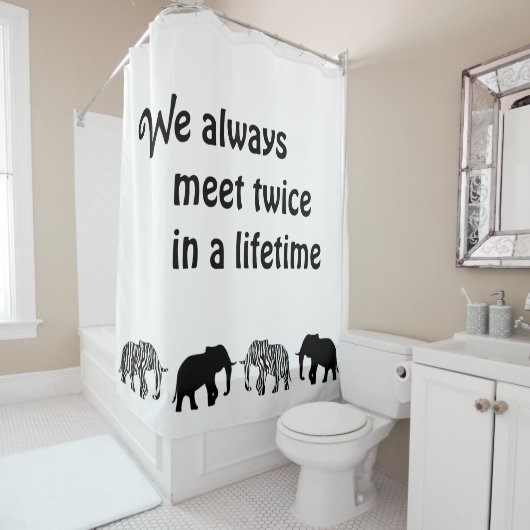Elephantische Silhouette, schwarz und Zebrastreife Duschvorhang (Beispiel)