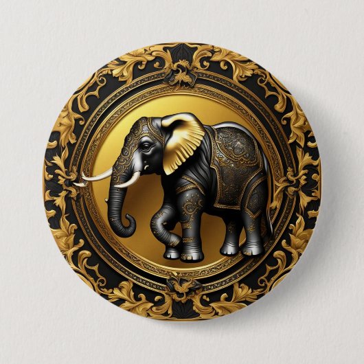 Elephantischer Goldschmuckrahmen Button (Vorderseite)