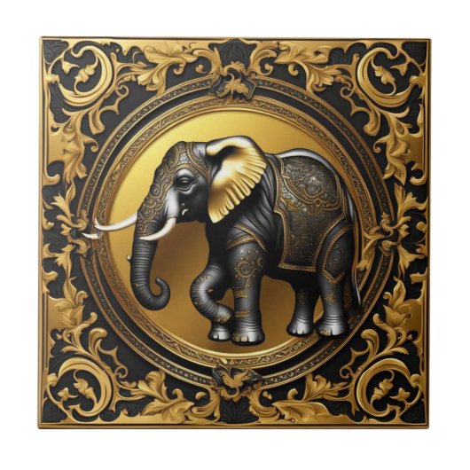 Elephantischer Goldschmuckrahmen Fliese (Vorderseite)