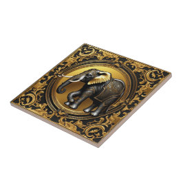 Elephantischer Goldschmuckrahmen Fliese