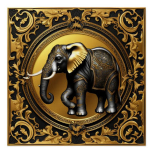 Elephantischer Goldschmuckrahmen Poster