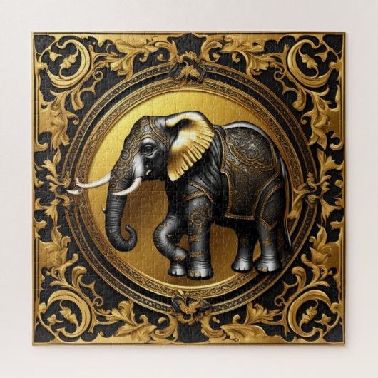 Elephantischer Goldschmuckrahmen Puzzle (Vertikal)