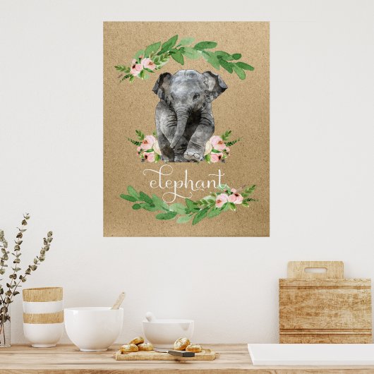 Elephantisches rosa Kinderzimmer drucken Poster (Küche)