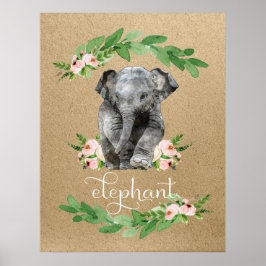 Elephantisches rosa Kinderzimmer drucken Poster