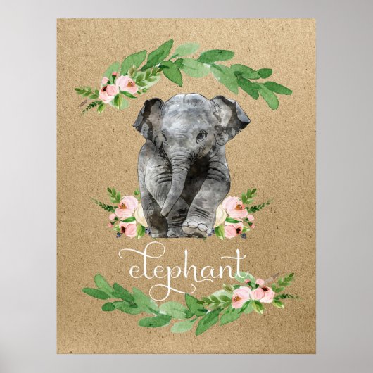 Elephantisches rosa Kinderzimmer drucken Poster (Vorne)
