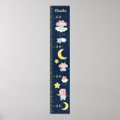 Elephantisches rosa und navy Growth Chart Poster (Vorne)