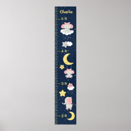Elephantisches rosa und navy Growth Chart Poster