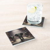 Elephants Aerobic Dance Class Glasuntersetzer (Schrägansicht)