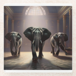 Elephants Aerobic Dance Class Glasuntersetzer