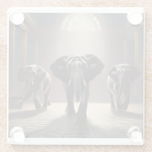 Elephants Aerobic Dance Class Glasuntersetzer (Rückseite)