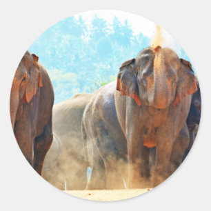 Elephants Animals Safari Destiny Peace Liebe Runder Aufkleber