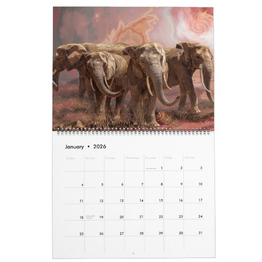 ELEPHANTS ART #1 CALENDAR KALENDER (Jan 2026)