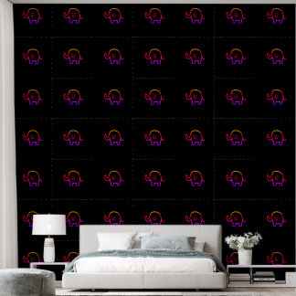 Elephants Baby Animal Patterns Niedlich Black Pink Tapete