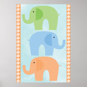 Elephants Baby Boy oder Girl Kinderzimmer Poster