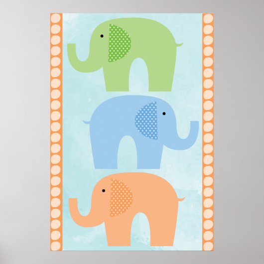 Elephants Baby Boy oder Girl Kinderzimmer Poster (Vorne)