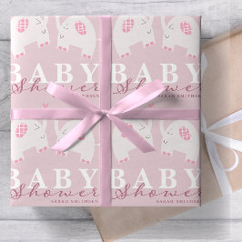 Elephants Baby Duwer Dusty Pink Geschenkpapier