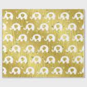 Elephants Baby Duwer Princess Gold Gelbe Herzen Geschenkpapier (Flach)