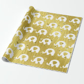 Elephants Baby Duwer Princess Gold Gelbe Herzen Geschenkpapier (Ungerollt)