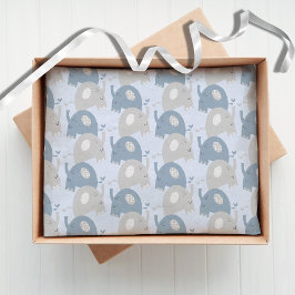 Elephants Baby Shower Dusty Blue Crafts Seidenpapier