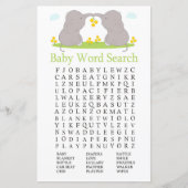 Elephants Baby Shower Word Search Game (Vorderseite)