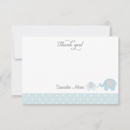 Elephants Babydusche Danke-Karte Dankeskarte (Vorderseite)