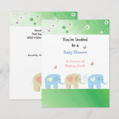 Elephants Babydusche Einladung (Vorne/Hinten)