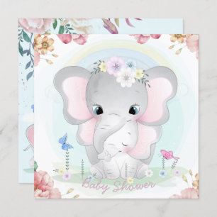 Elephants Babydusche Einladung