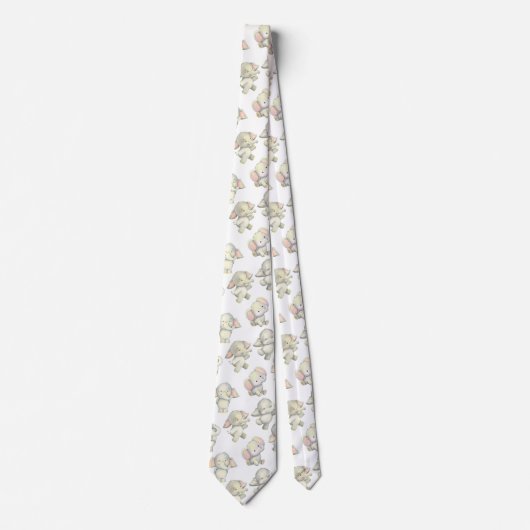 Elephants Black in White Neck Tie Krawatte (Vorderseite)